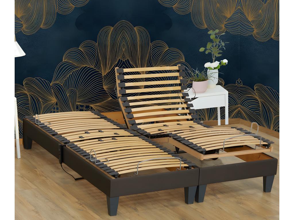 Set of 2 Boisona adjustable comfort electric relaxation bed bases - Dimensions - 2x90x200 cm EKJL54407