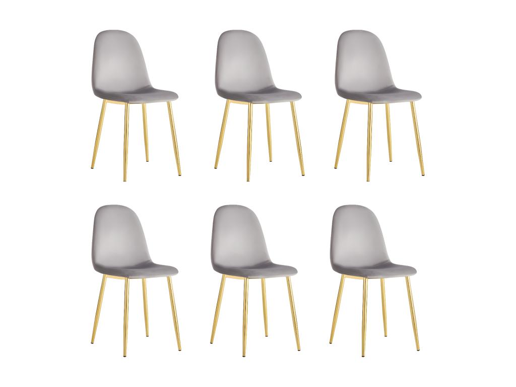 Set of 6 chairs in grey velvet with gold legs - SCANDINAVIAN ONVZ53617