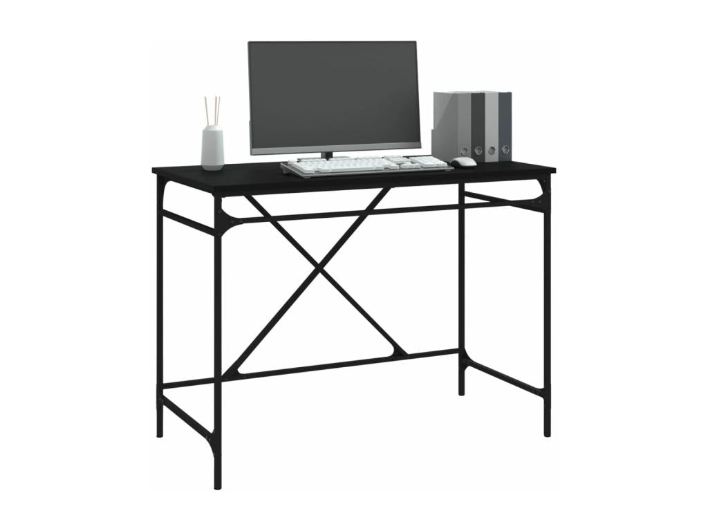 Black desk 100x50x75 cm engineered wood and iron INNA05373