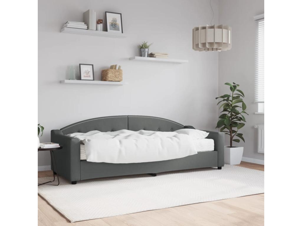 Daybed with dark grey mattress 80x200 cm fabric SONS78320