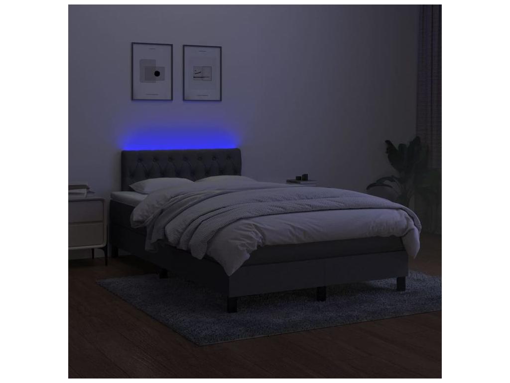 Boisona bed base and mattress with LED lighting, Dark Grey, 120x200 cm, VQKI50532