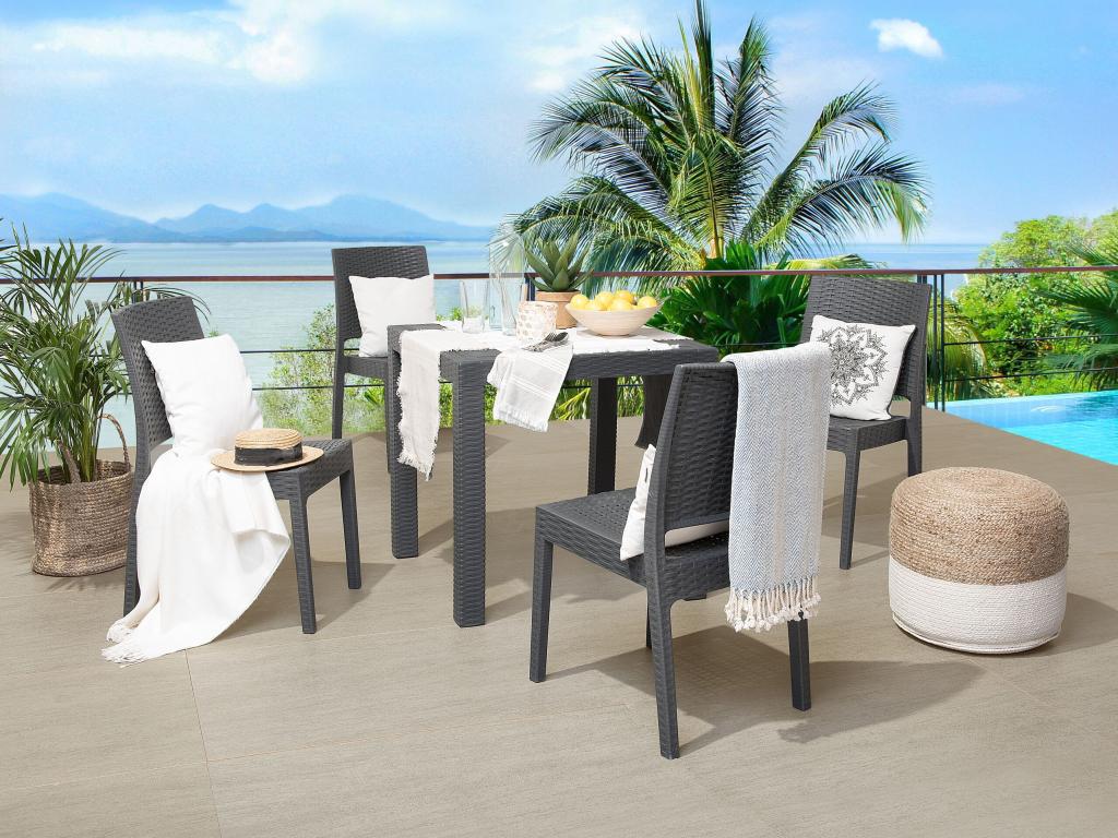 Boisona 4-seater garden dining set, graphite grey, OSUK23437