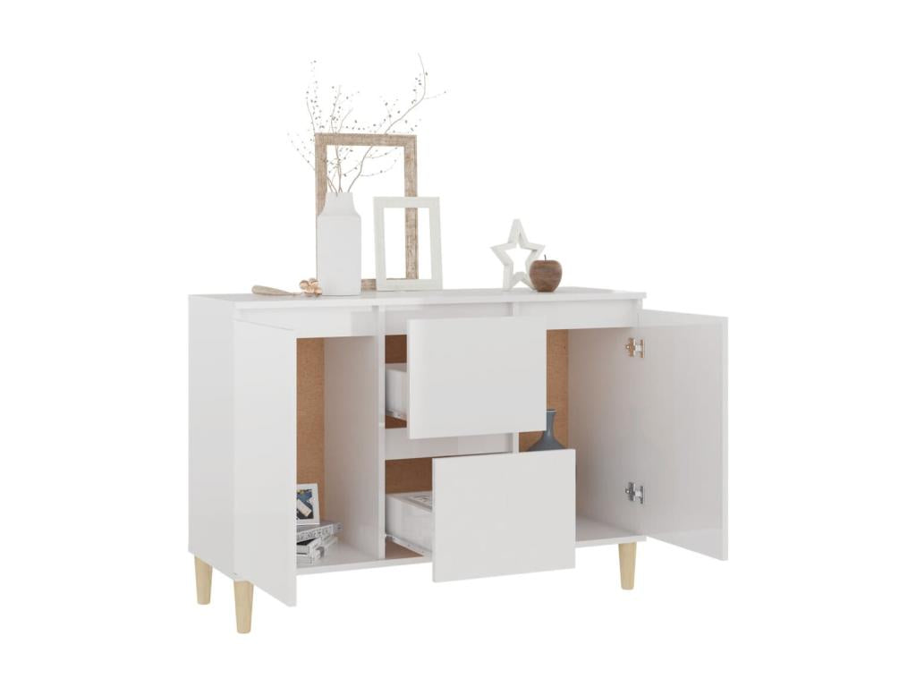 Glossy white sideboard 101x35x70 cm engineered wood SMOQ57957