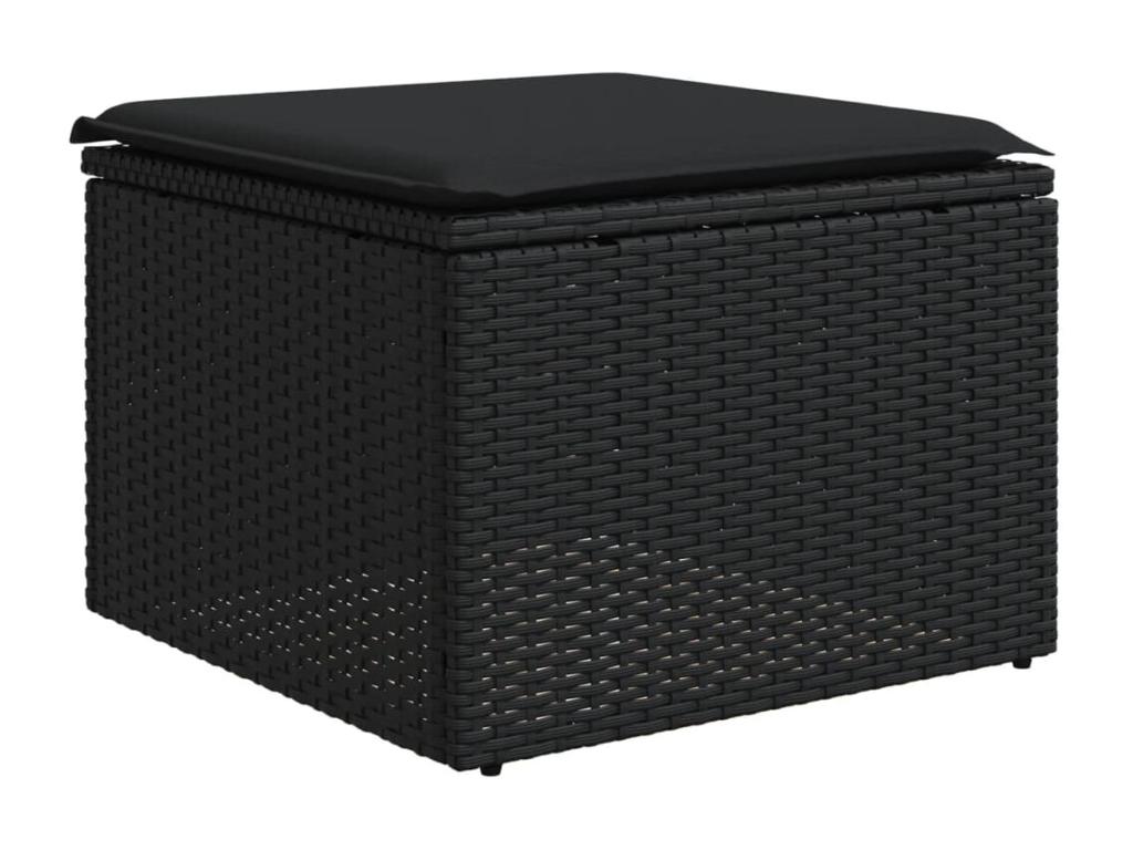 7-piece garden furniture set with cushions, black woven resin ALVH00085