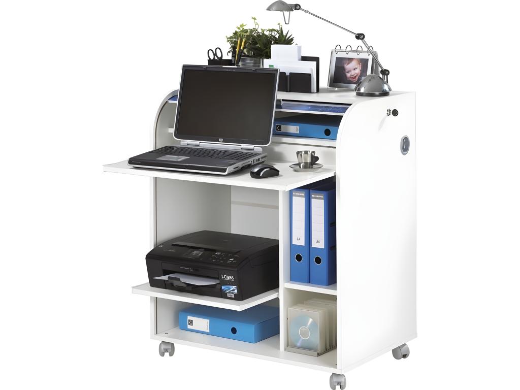 Boisona White Computer Desk with 5 Shelves, W 79.2 H 93.8 D 53.2 cm - Boisona Colour 400 EEMB62298