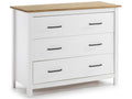 Chest of drawers in solid pine with white waxed finish and oak storage unit - Length 100 x Depth 40 x Height 80 cm EFIW27186