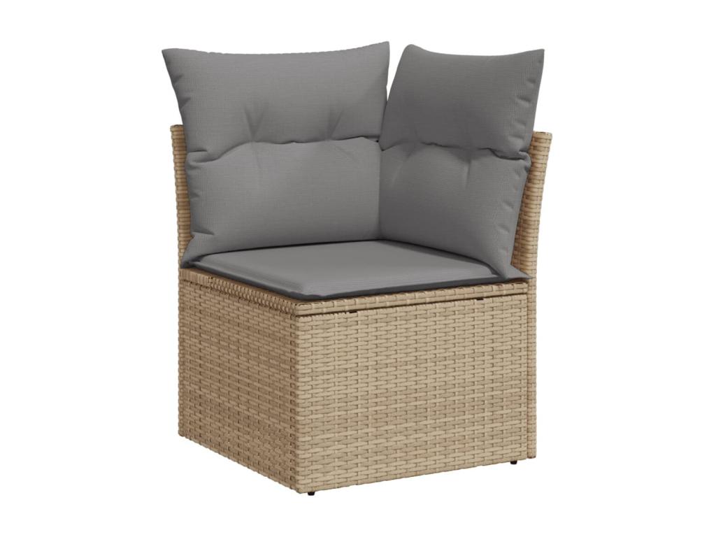 11-piece garden furniture set with beige resin wicker cushions BGUX76338