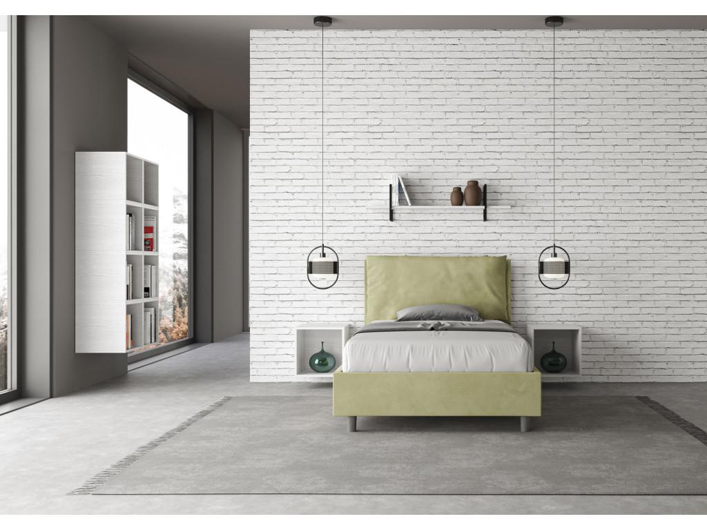 Single bed with 120x190cm upholstered microfiber base, green, Boisona Large HRGS74834