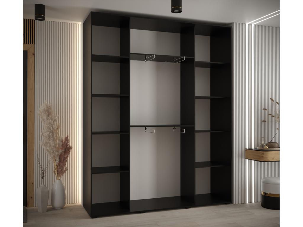 Boisona 3-Door Sliding Wardrobe 235.2/190/45 3 Doors Black/Black/Silver FWXN04510