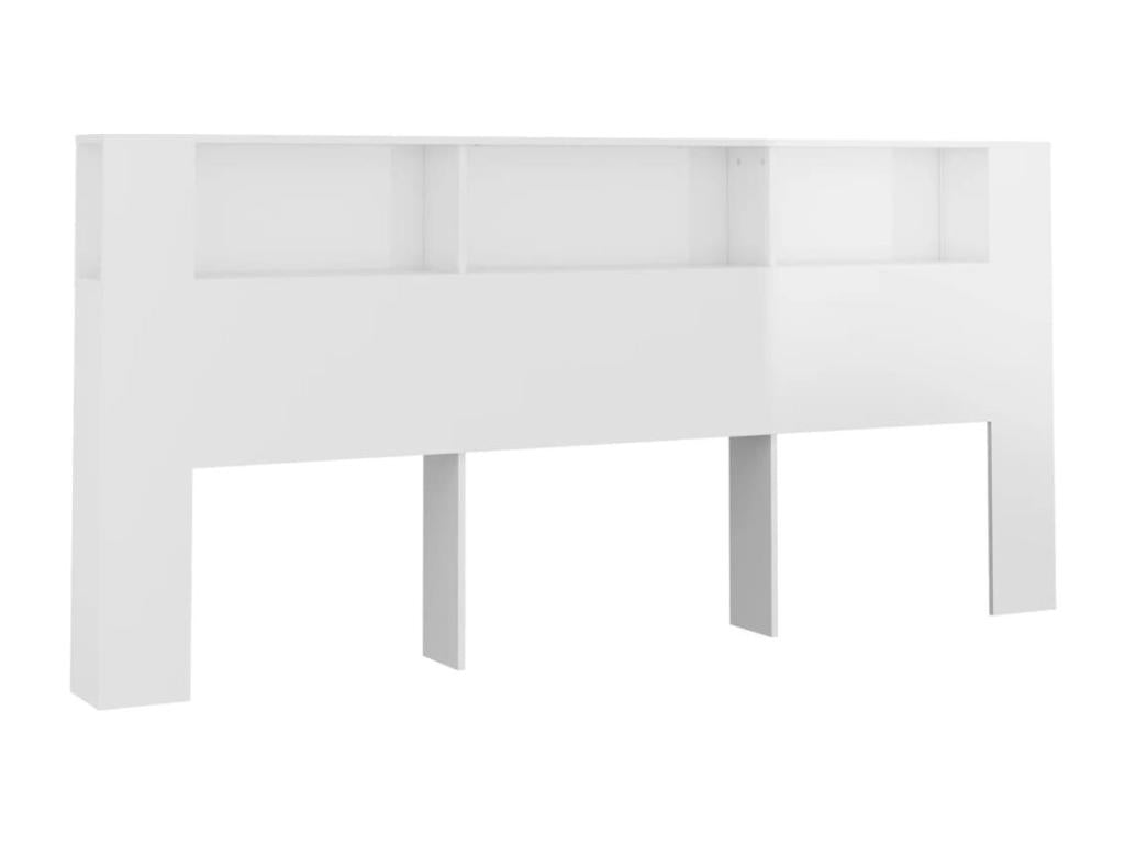 High-gloss white headboard cabinet 220x18.5x104.5 cm LXCZ51594