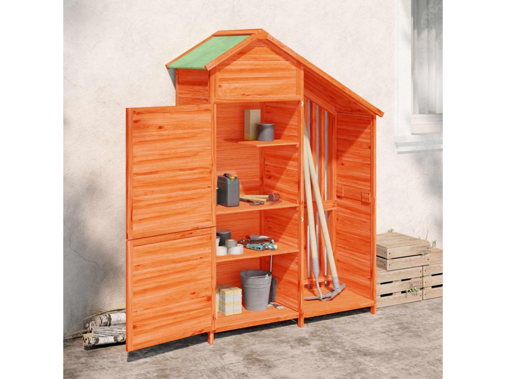 Brown garden tool shed 120x53.5x170 solid pine wood JFWB16317