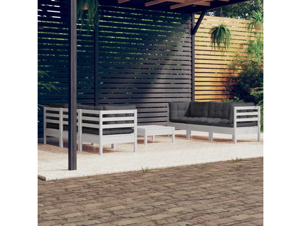 7-piece garden furniture set with cushions, anthracite pine wood KLFV06205
