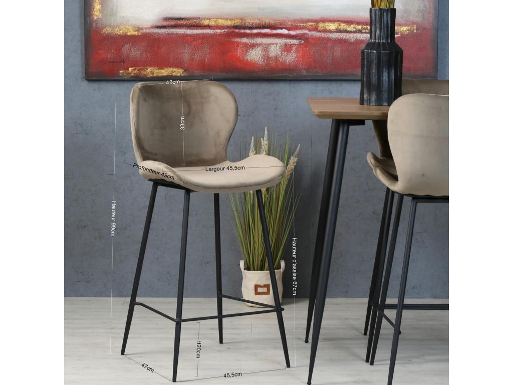 Set of 2 modern brick-colored velvet bar stools Boisona NUYM74277