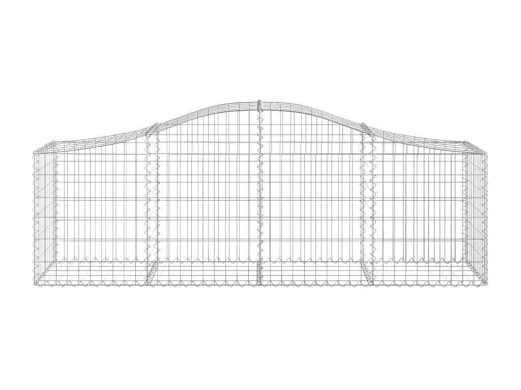 3-piece arched gabion baskets, 200x50x60/80 cm, galvanized iron, MITN93848