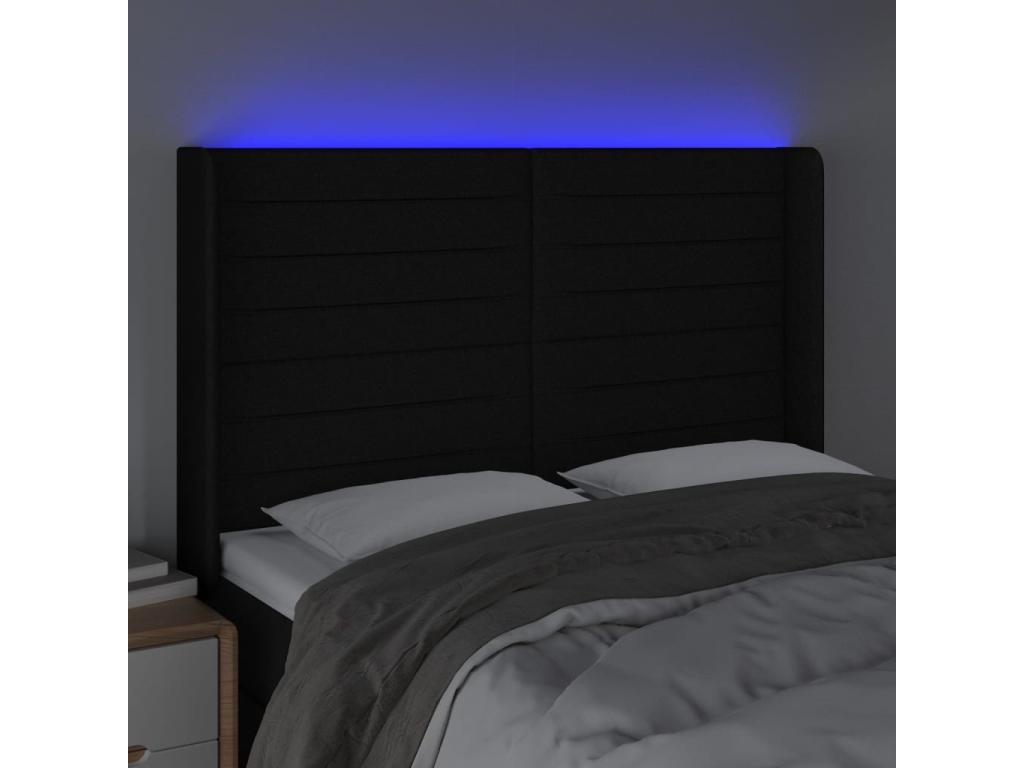 Black LED Headboard 147x16x118/128 cm Fabric JKXR53034