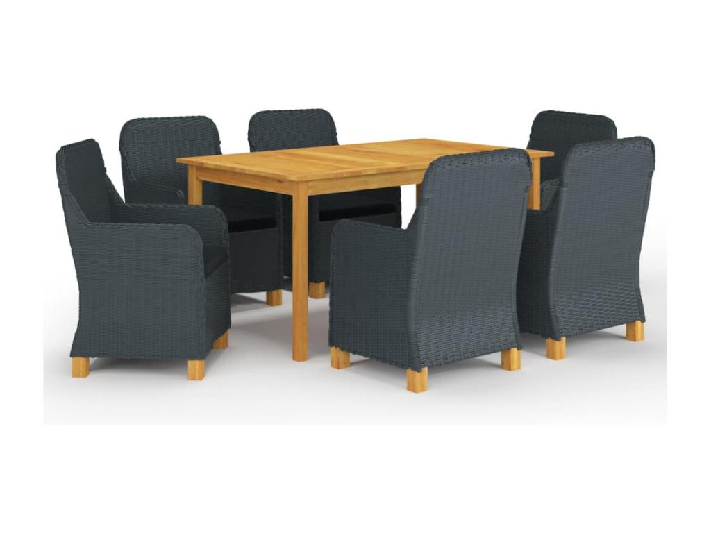 7-Piece Garden Dining Set Dark Grey EJAU83302