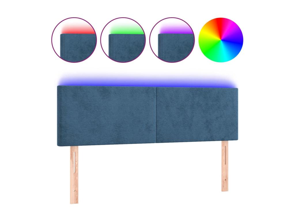 Dark Blue LED Headboard 144x5x78/88 cm Velvet EQMH55365