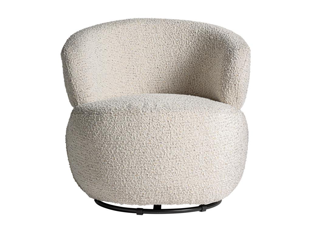 Off-white looped cotton swivel armchair 73x71x72 cm UPHA99227