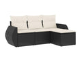 4-piece garden furniture set with cushions, black woven resin CFRS23166