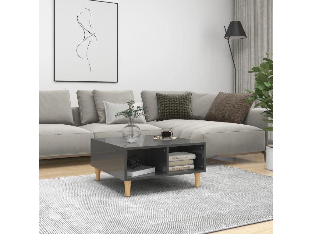 Coffee table, glossy grey, 60x60x30 cm, chipboard, IYBG04011