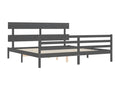 Bed frame with grey headboard 200x200 solid wood RJEW21494
