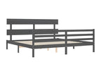 Bed frame with grey headboard 200x200 solid wood RJEW21494