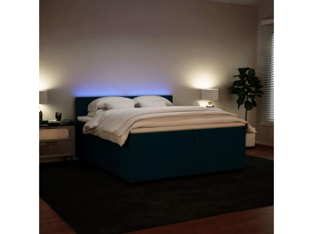 Boisona bed base and mattress, blue, 200x200 cm, velvet, OEOX07945