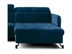 Right-hand corner sofa bed with adjustable headrests, quilted blue velvet, Boisona 225cm DKZT16445