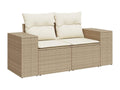 Garden furniture set with cushions, 8 pieces, beige woven resin, RAPE51995