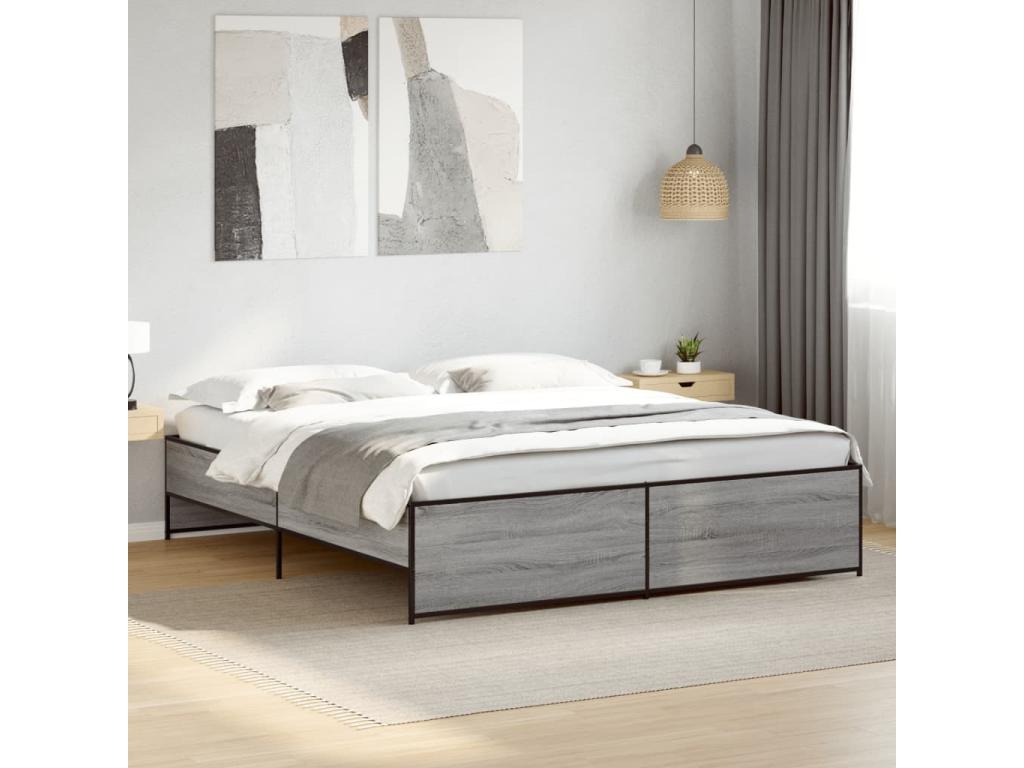 Boisona grey bed frame 200x200 cm engineered wood and metal OTOF45690