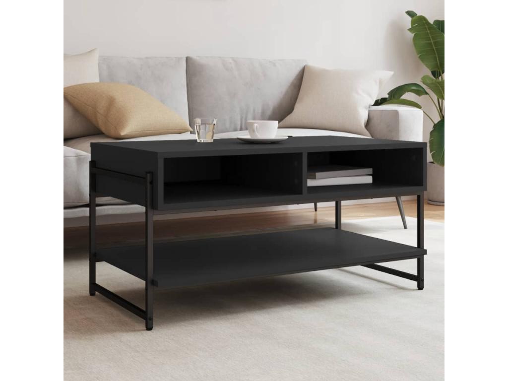 Black coffee table 90x50x45 cm engineered wood XSIS76898