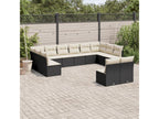 12-piece garden furniture set with cushions, black woven resin ZGHY37667