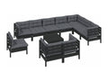 11-piece garden furniture set with cushions, black, solid pine wood KJXI35167