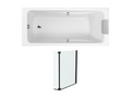 Boisona 170x75cm right-hand bath pack with 2-panel matte black bath screen VKAW93917