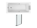 Boisona 170x75cm right-hand bath pack with 2-panel matte black bath screen VKAW93917