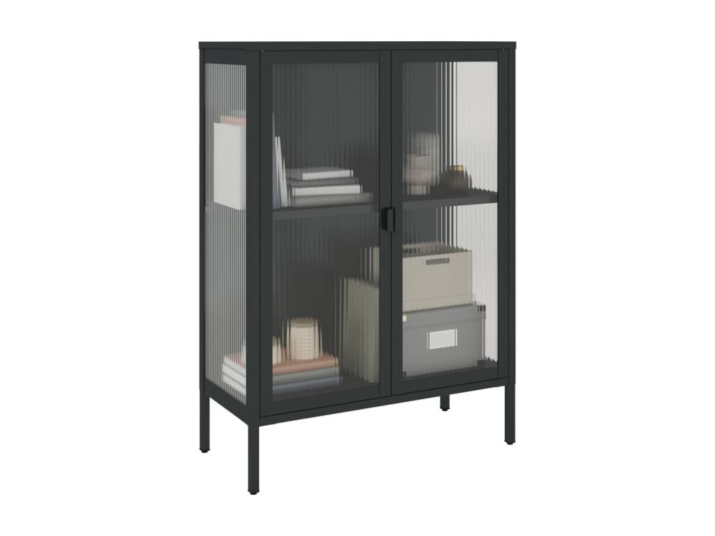 Black sideboard 75x35x105 cm glass and steel SXBF37330