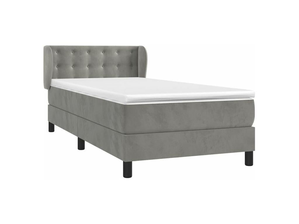 Boisona bed base and mattress, light grey 90x200 velvet CVXC22933