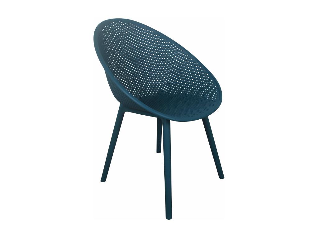 Set of 4 duck blue plastic patio chairs ZYUA43914