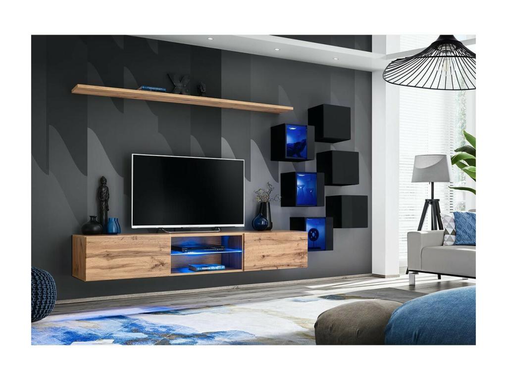Boisona 260cm TV Unit Set, Natural/Black UCIC60054