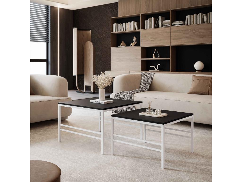 2-in-1 nesting coffee table fi70/fi60 Matte black with white frame EMOX68452