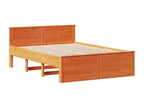Bookcase bed without brown wax mattress 140x190 cm solid pine QANP76272