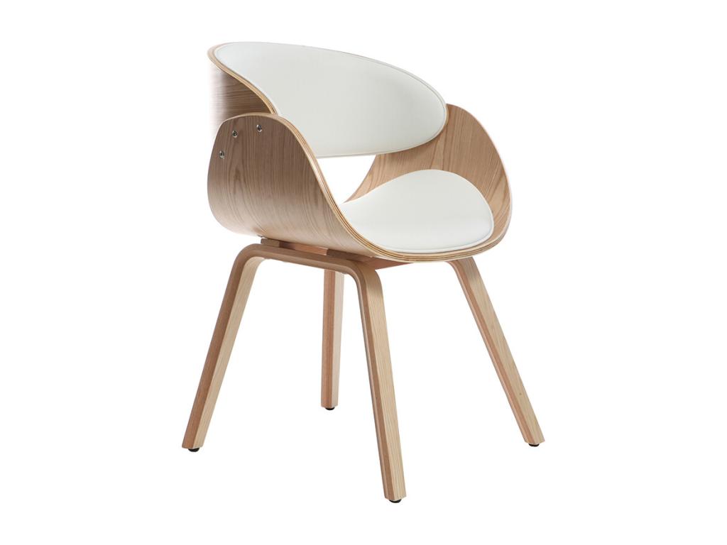 Boisona SZUA48606 white and light wood designer chair