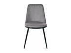 Velvet dining chairs with round backrest and black legs, set of 4, grey, 44cm diameter x 88cm high, EQMD51726