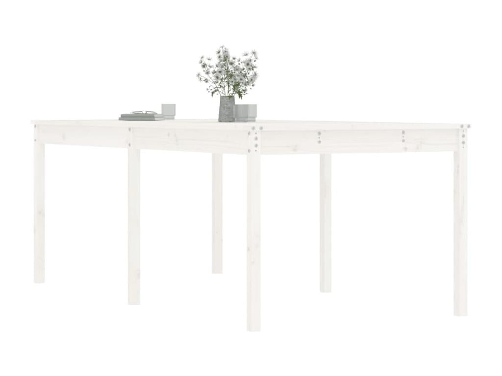 White garden table 203.5x100x76 cm solid pine wood WKSF88444