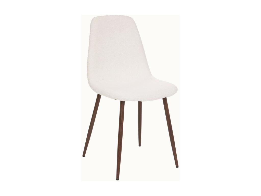 White bouclé fabric dining chair with metal legs KVTA31333