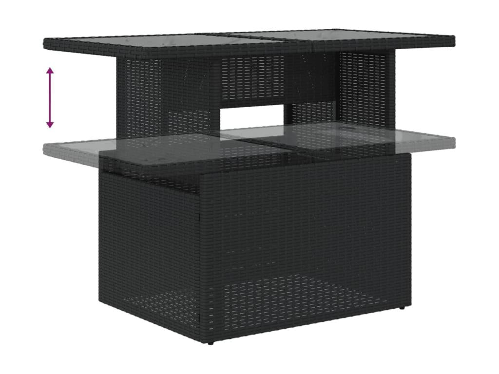 6-piece garden furniture set with cushions, black woven resin JHYP30450