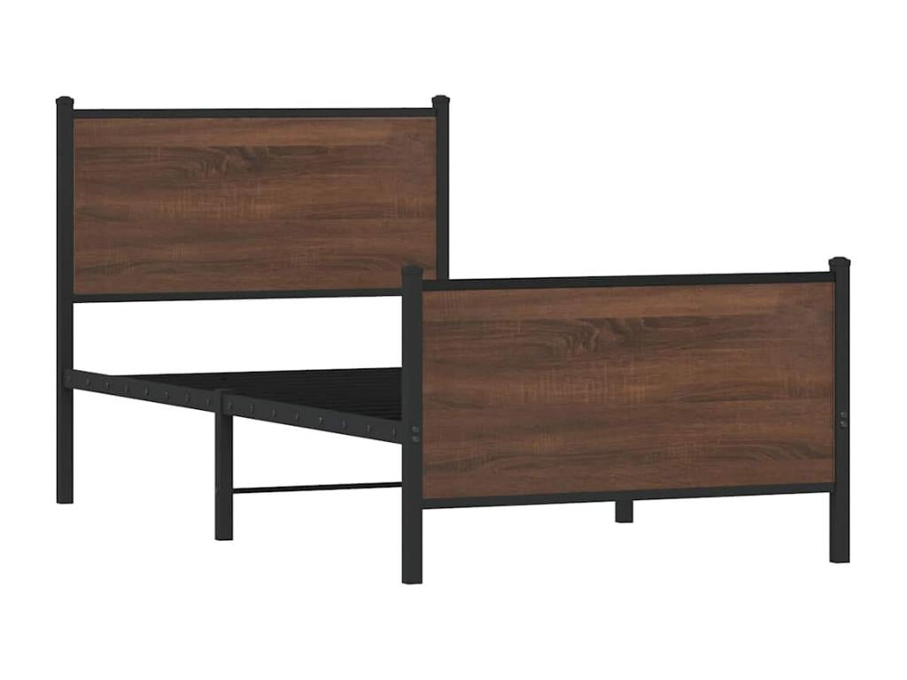 Metal bed frame without mattress, brown oak, 80x200 cm, BGEI15060