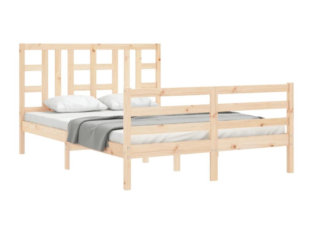 Bed frame with headboard 160x200 cm solid wood JROE94049