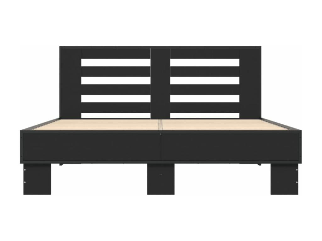 Black bed frame 140x190 cm engineered wood and metal ADWI87575