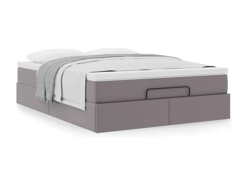 Boisona bed frame with grey 140x200 cm faux leather mattress WYIU89833